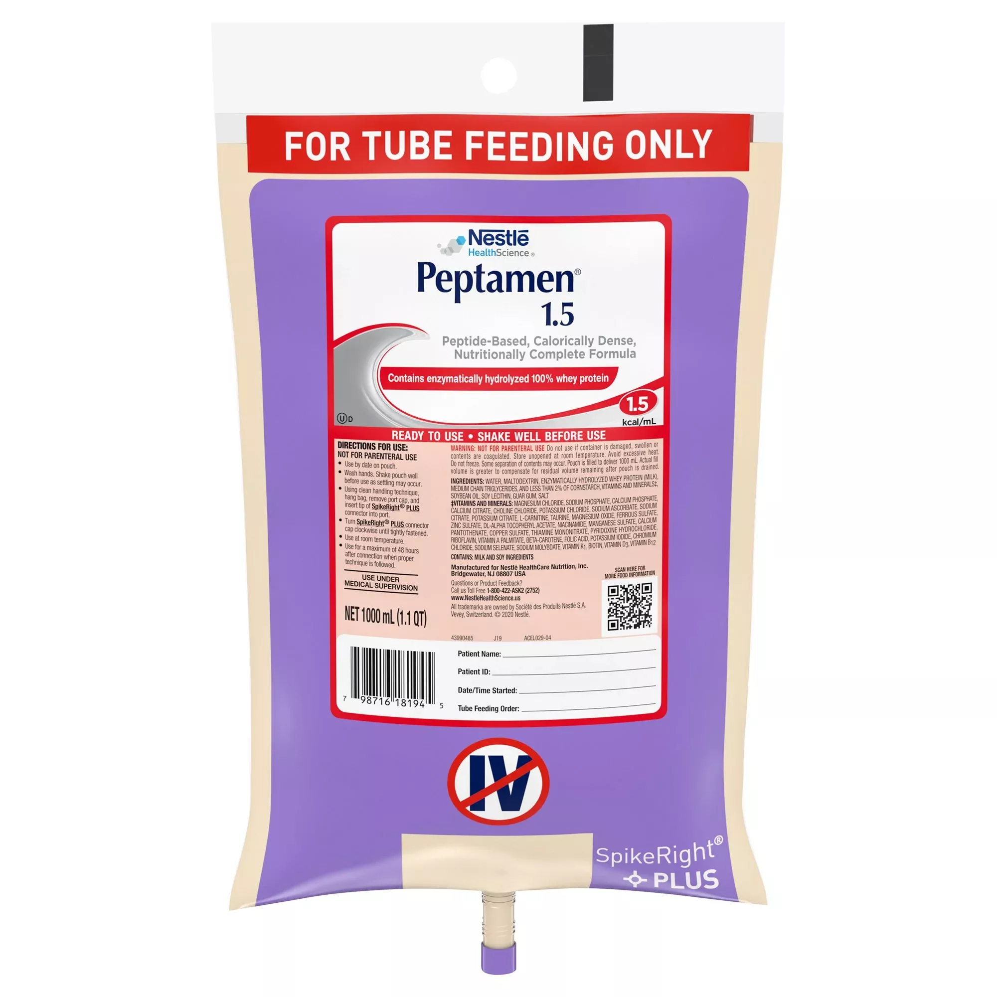 Peptamen 1.5 Ready to Hang Tube Feeding Formula