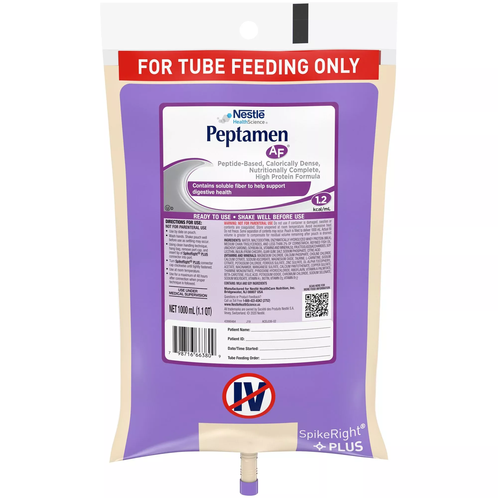 Peptamen AF Ready to Hang Tube Feeding Formula