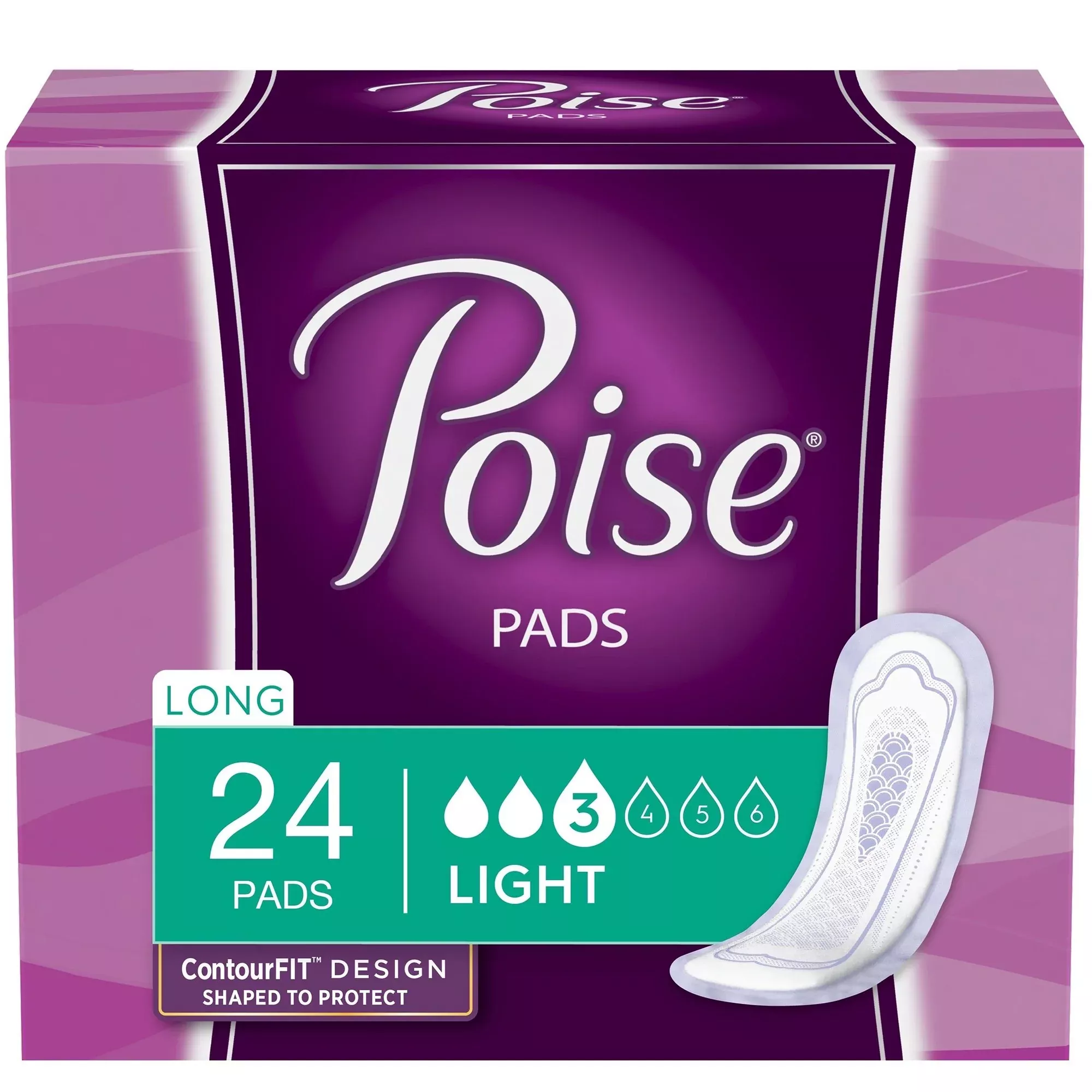 Poise Bladder Control Pad, Long, Light Absorbency, Absorb-Loc Core, Female