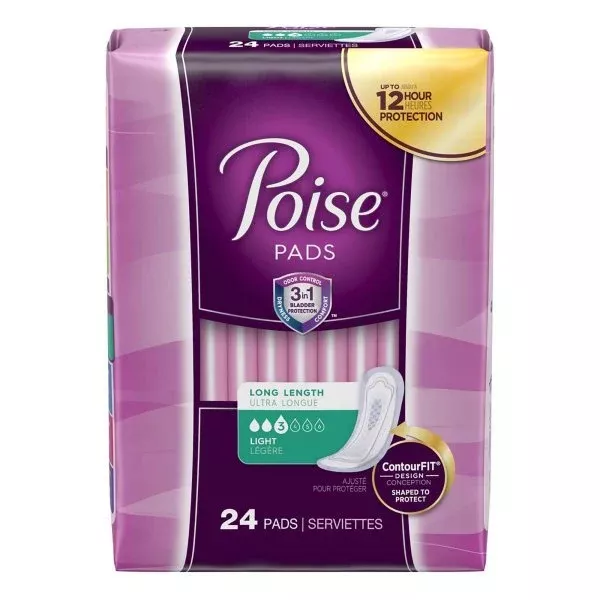 Poise Light Bladder Control Pads, Long Length