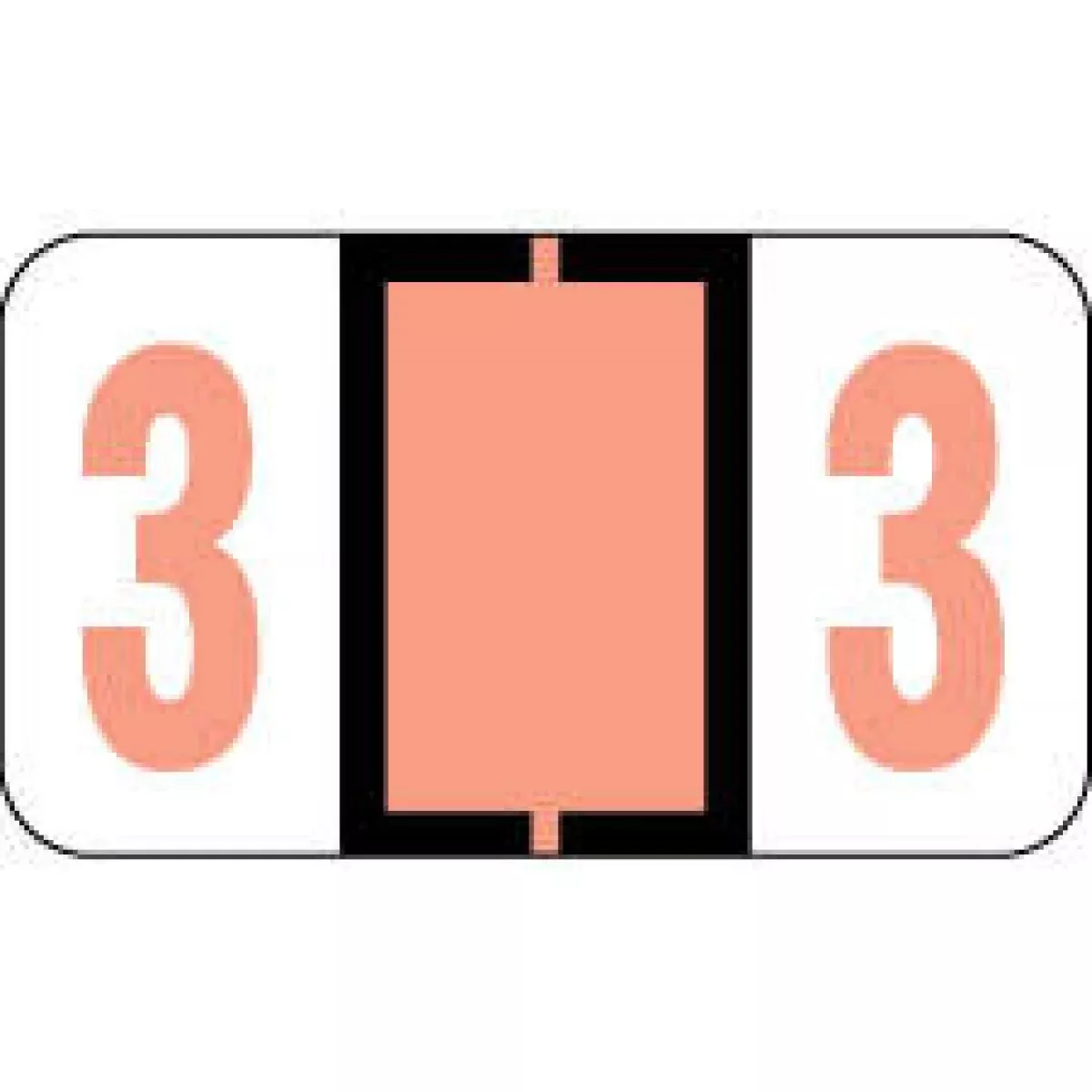 Pos Compatible 3500 Color Code Label Numeric "3" 1 5/8" X 15/16" Salmon Permanent - 500 Per Roll