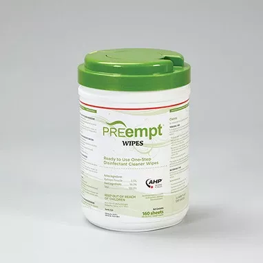 PREempt™ One-Step Surface Cleaner and Disinfectant Wipes, 6 x 7, Canister H-19954-14598