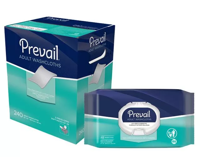 Prevail Adult Washcloths, Soft Pack with Lid, 240ct