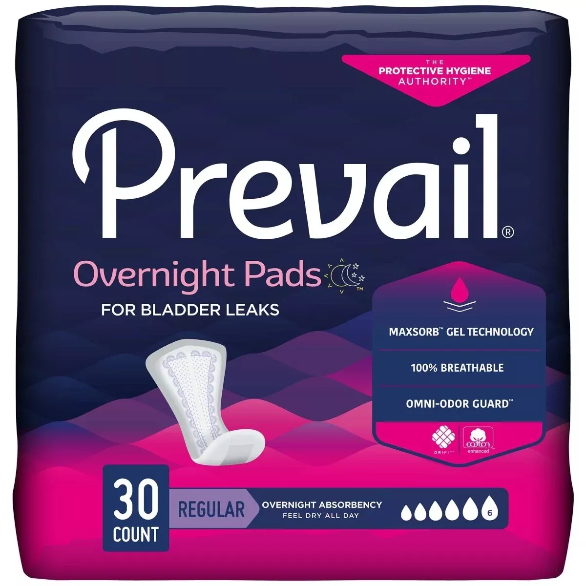 Prevail Daily Pads Overnight Bladder Control Pads