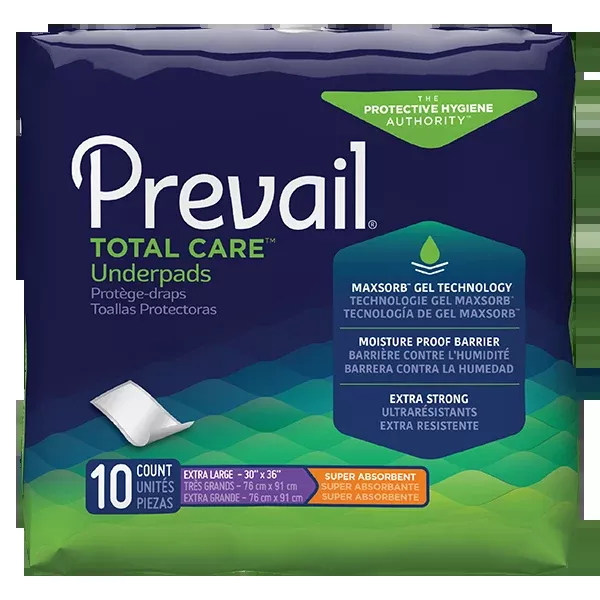 Prevail Total Care™ 30 X 36 Inch Disposable Polymer Underpad, Heavy Absorbency (PV-410)