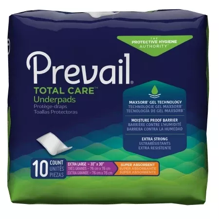 Prevail Total Care™ Disposable Underpad, White, 30 X 30 Inch, Heavy Absorbency