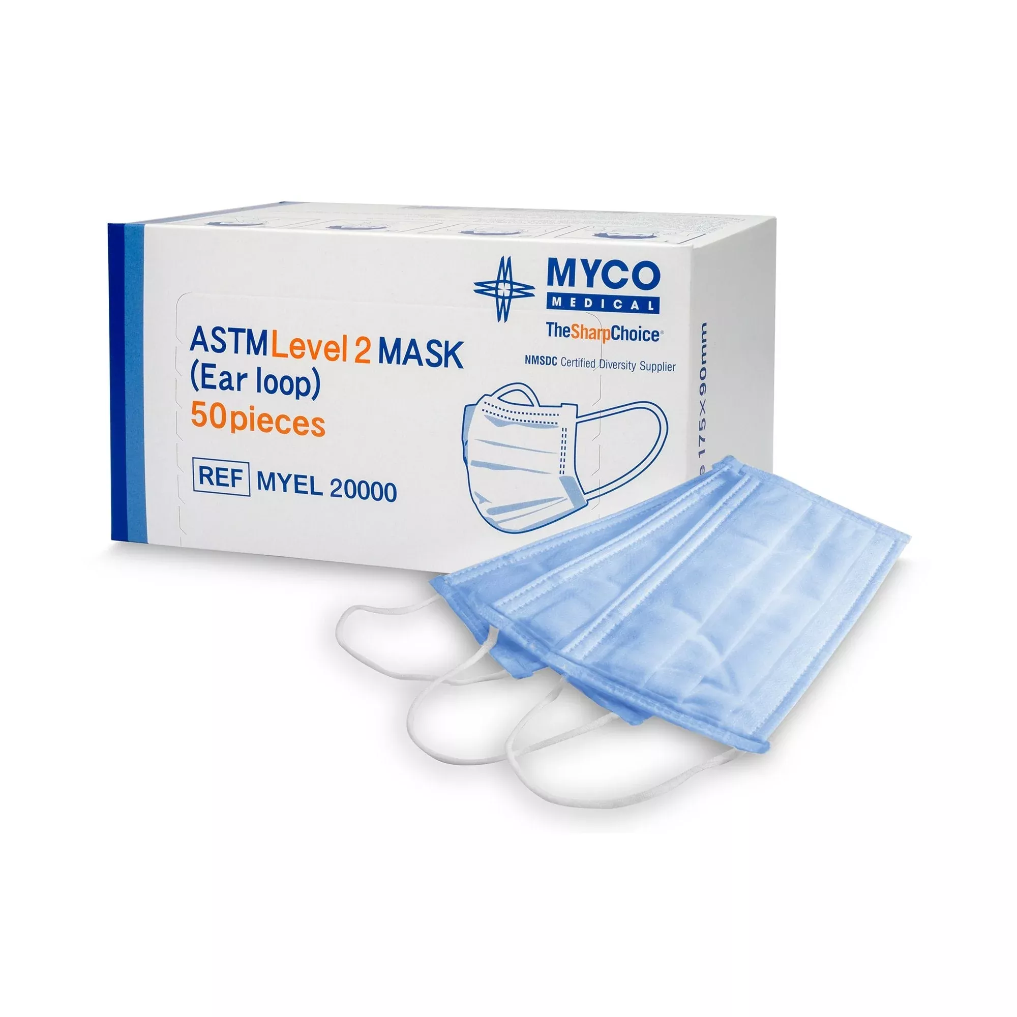 Procedure Mask Pleated Earloops One Size Fits Most Blue NonSterile ASTM Level 2