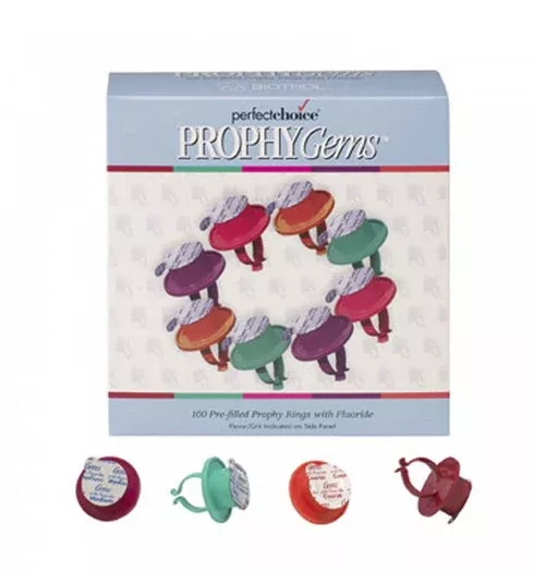 Prophy Gems Fine grit Bubblegum flavored Prophy Paste with Fluoride, box of 100