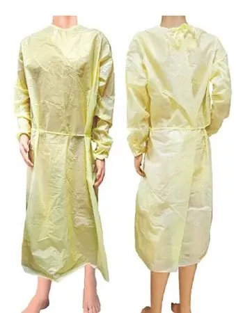 Protective Procedure Gown Large Yellow NonSterile AAMI Level 1 Disposable (10/BG )