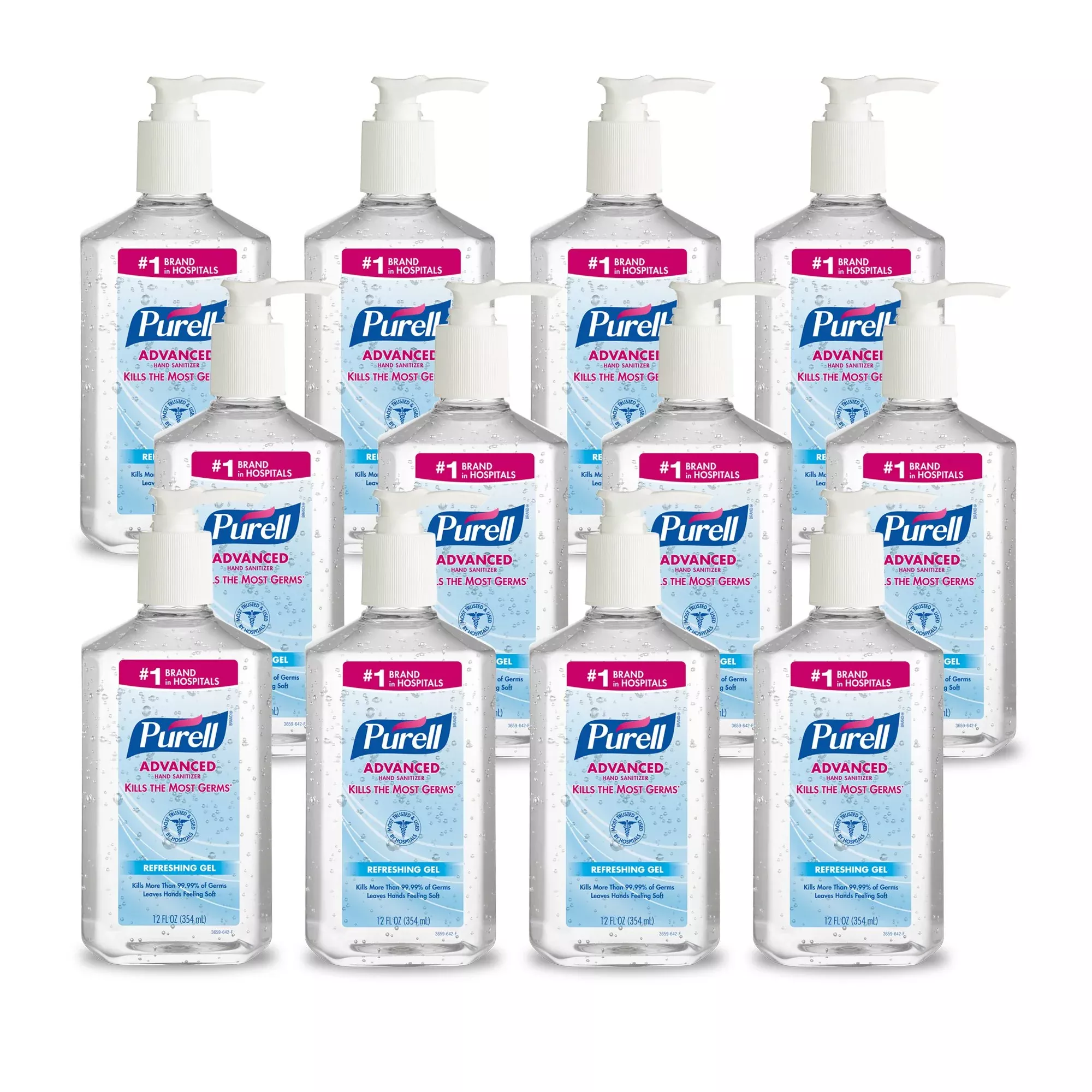 PURELL Advanced Hand Sanitizer Refreshing Gel, 12 fl oz pump bottle (Pack of 12)