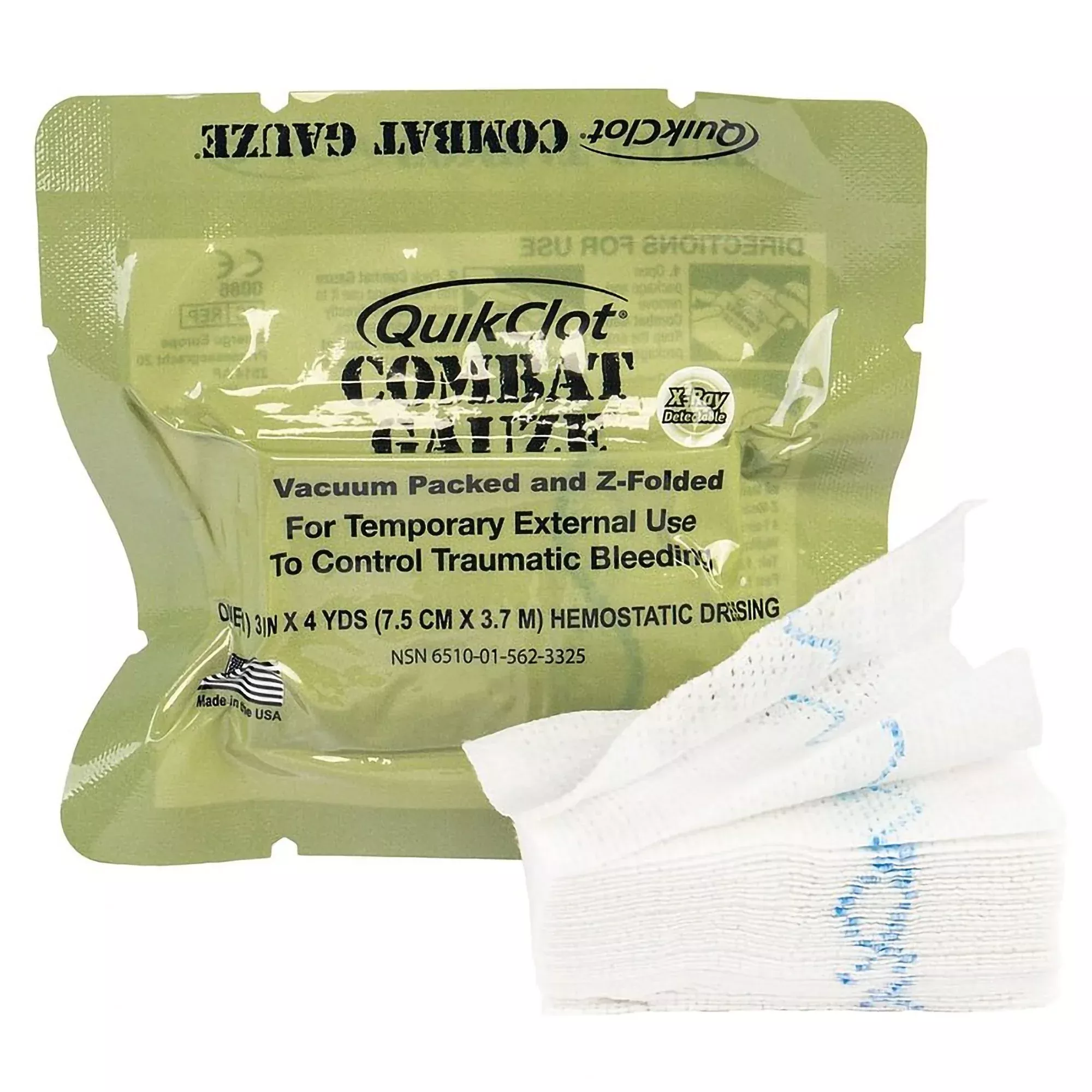 QuikClot Combat Gauze Hemostatic Dressing, 3 Inch x 4 Yard