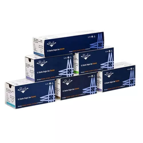 Reli 5/0, 18" Polypropylene Sutures with C-6 reverse-cutting 19mm needle
