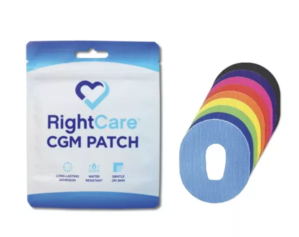 RightCare CGM Adhesive Patch made Waterproof Adhesive Medical Tape, Dexcom 6, Multicolor, Bag of 25