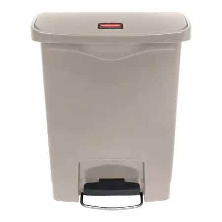 Rubbermaid Slim Jim 8 Gal Front Step-on Trash Can, Beige - 1883456