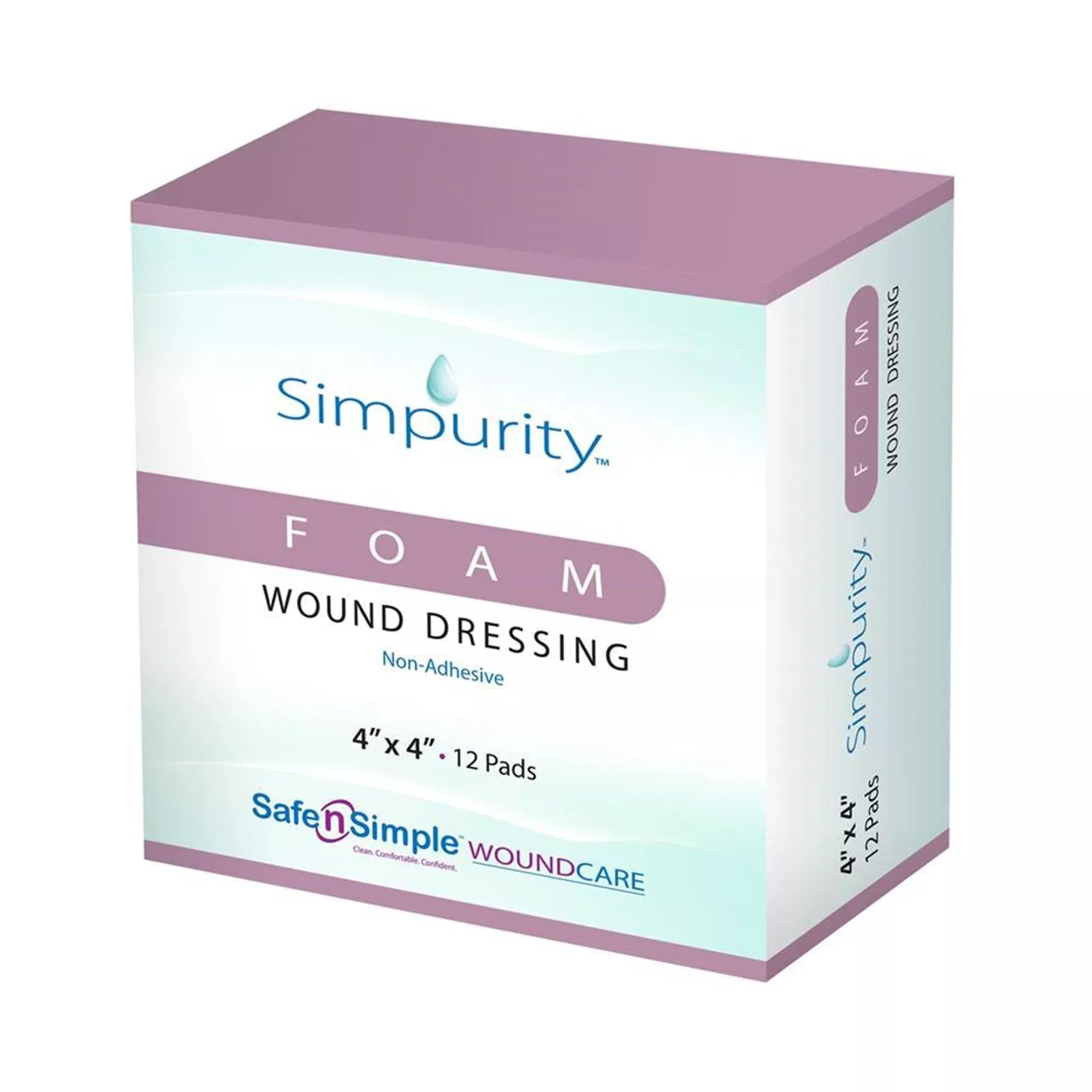Safe & Simple Foam Dressing Simpurity™ 4 X 4 Inch Without Border Film Backing Nonadhesive Square Sterile #SNS51W04