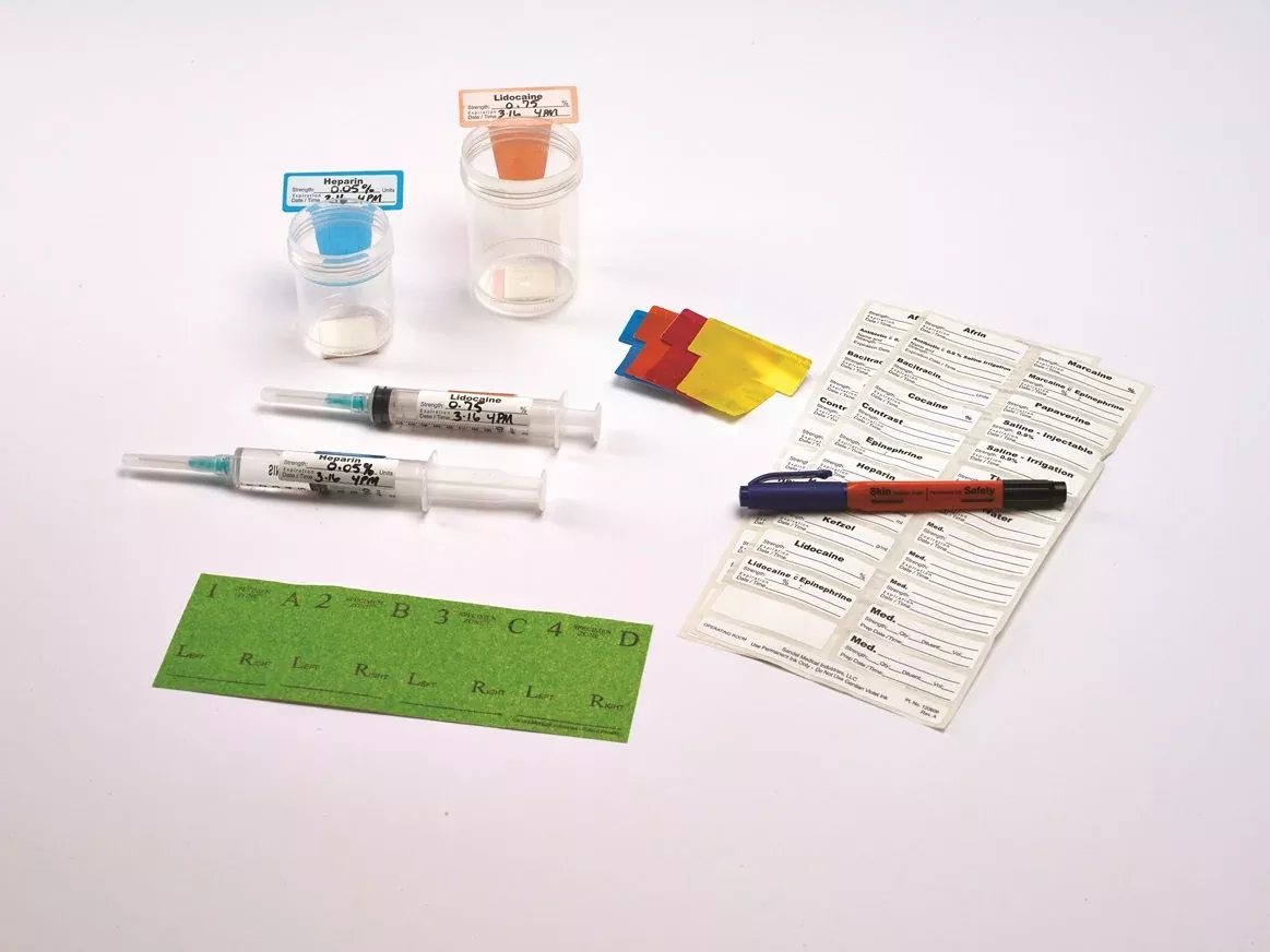 Sandel Medical Labeling System - Flags, 4-in-1 Marker, Sheets of 24 Preprinted Labels Designed for the O.R.