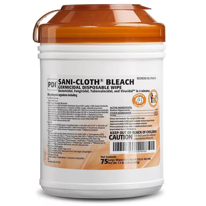 SANI-CLOTH BLEACH Germicidal Disposable Wipe 75 ct (Case of 12)