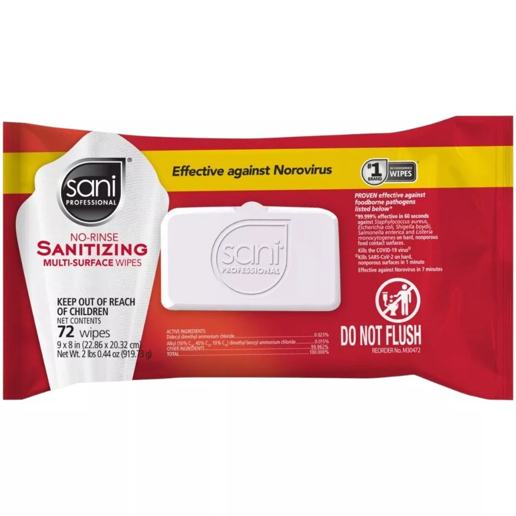 Sani Professional No-Rinse Sanitizing Multi-Surface Wipes, Softpack - M30472