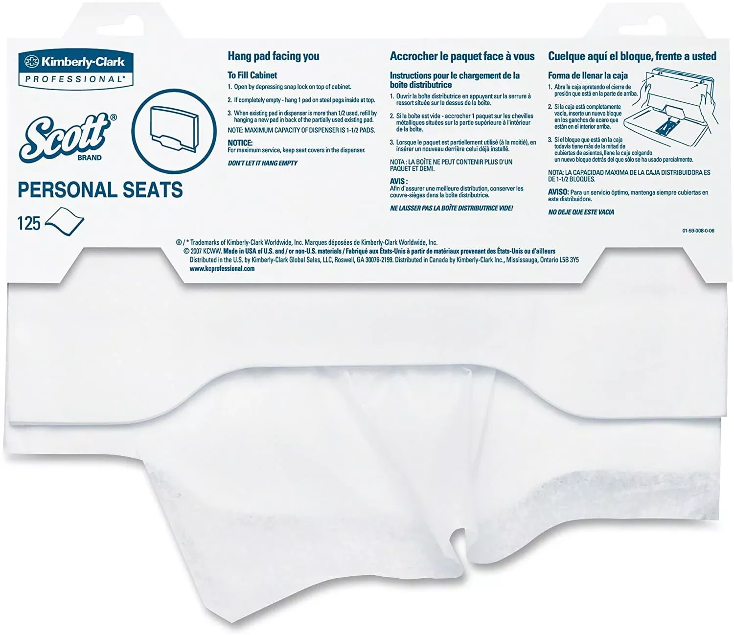 Scott Toilet Seat Cover, 125 per Pack