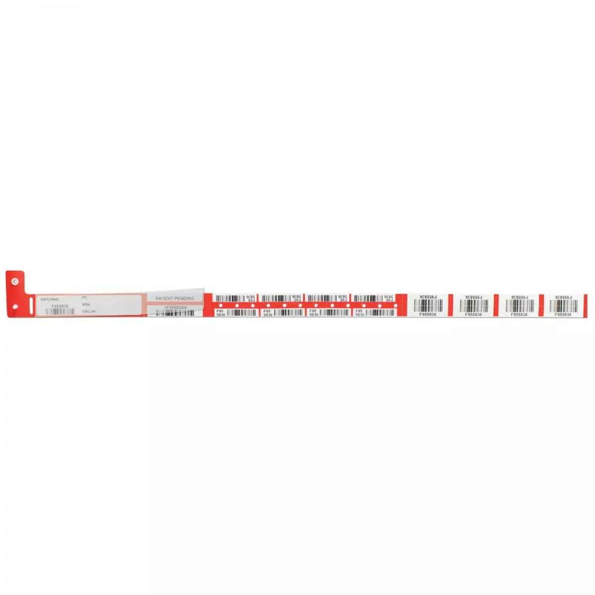 Securline Veridigit Barcode Blood Wristband Poly Synthetic Hybrid, Serialized Barcode Write-On/Label With Shield, Large Font 3/5" X 11" Adult/Pedi - Red - 150 Bands Per Box