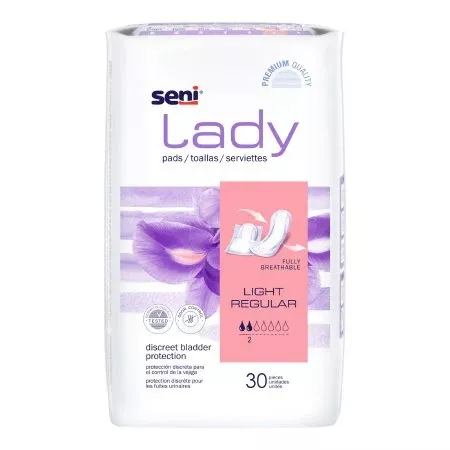 Seni Lady Light Female Bladder Control Pad, Light Absorbency, 8.9 Inch Length, One Size Fits Most