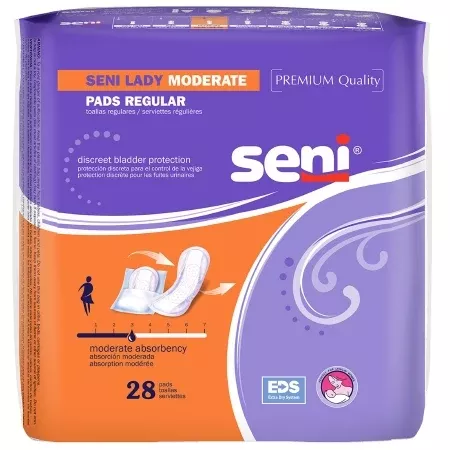 Seni Lady Moderate Female Bladder Control Pad, Light Absorbency, One Size Fits Most