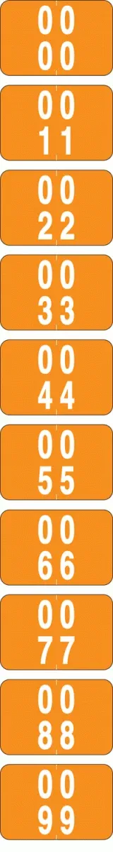 Sfi Compatible Color Code Label Numeric 00-09 1 1/2" X 1" Orange Permanent - 500 Per Roll