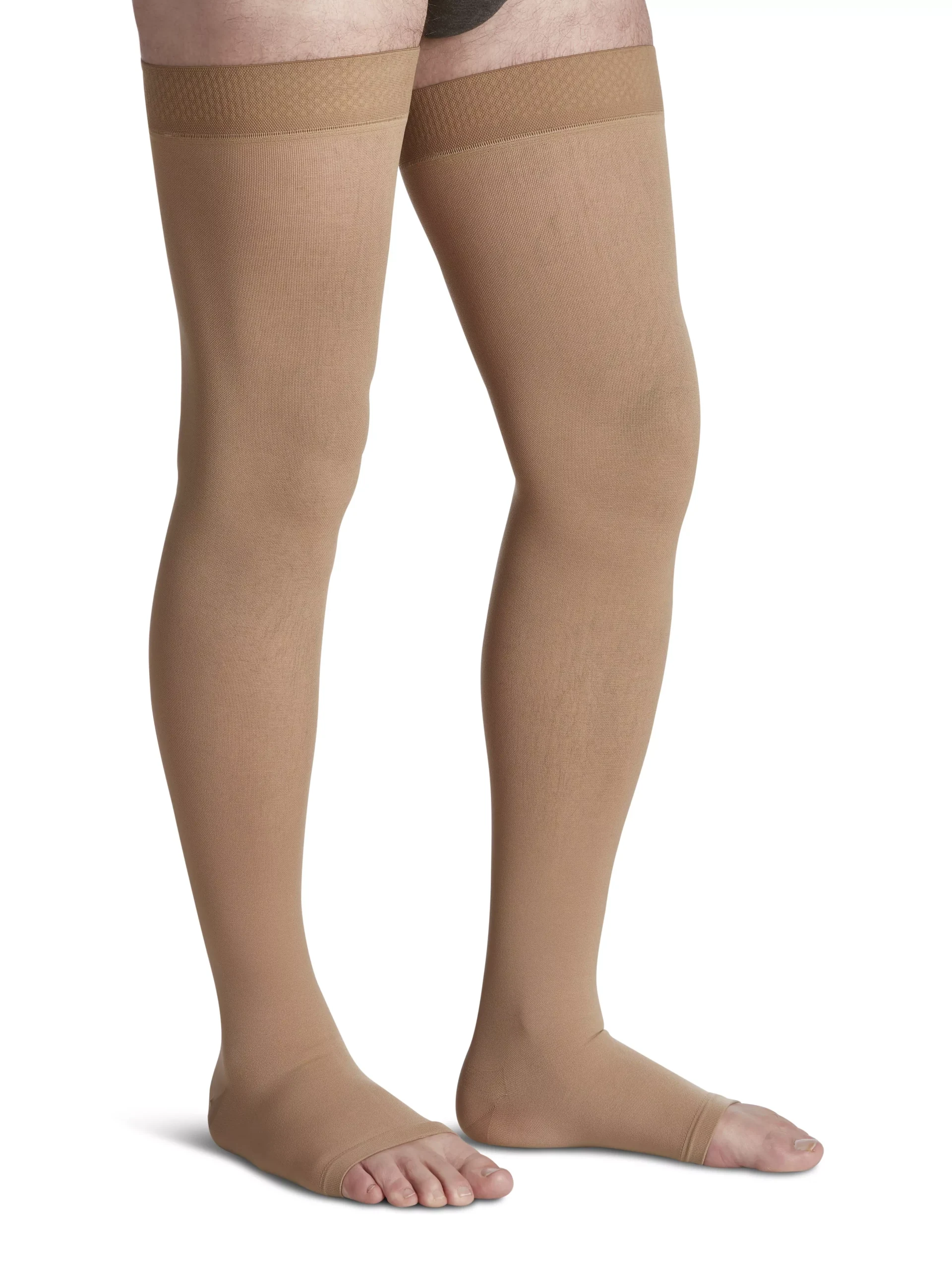 Sigvaris 863N Select Comfort Thigh High Open Toe 30-40 mmHg Compression Stockings, Light Beige