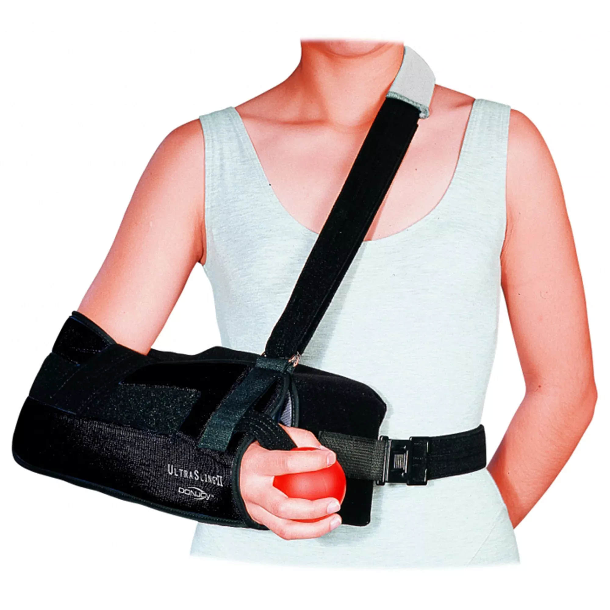 Sling with Abduction Pillow DonJoy UltraSling II Small Nylon / Polyester / Polyurethane Foam / Terry Cloth Buckle Closure / Hook and Loop Strap Closure Left or Right Arm #11-0449-2-06000