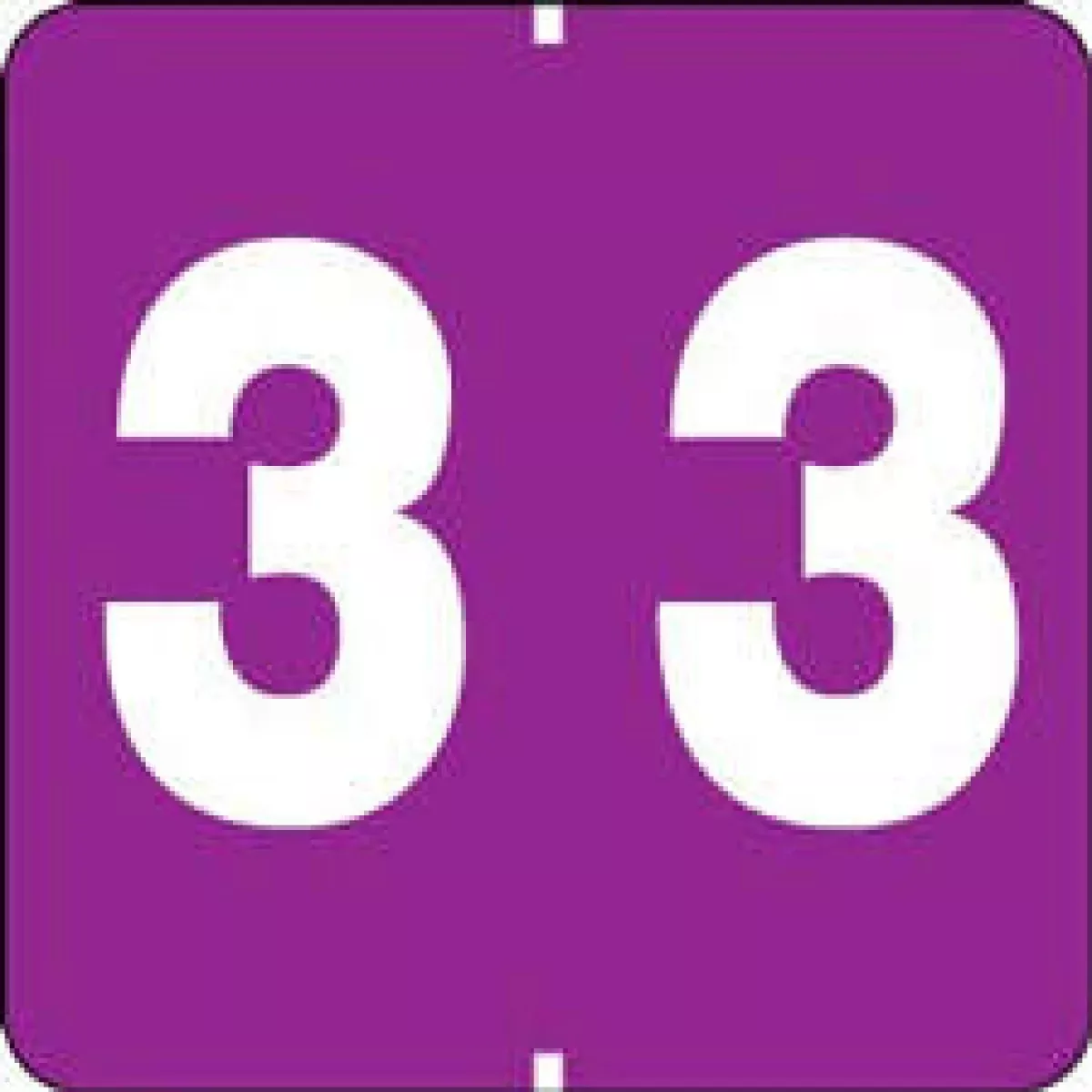 Smead Compatible Color Code Label Numeric "3" 1 7/8" X 1 7/8" 1"H Numbers Purple Permanent - 1000 Per Roll