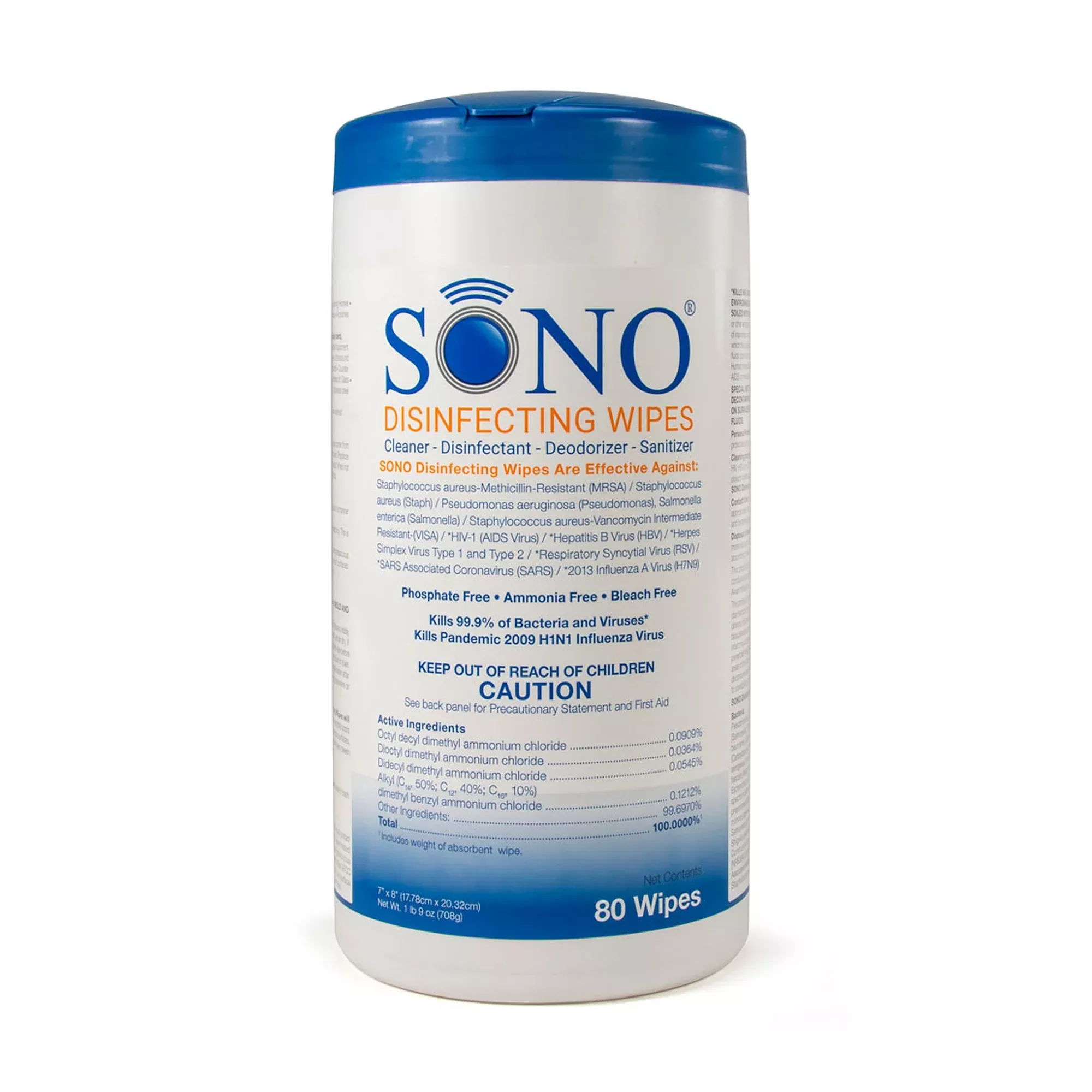 Sono Premoistened Surface Disinfectant Cleaner Wipes
