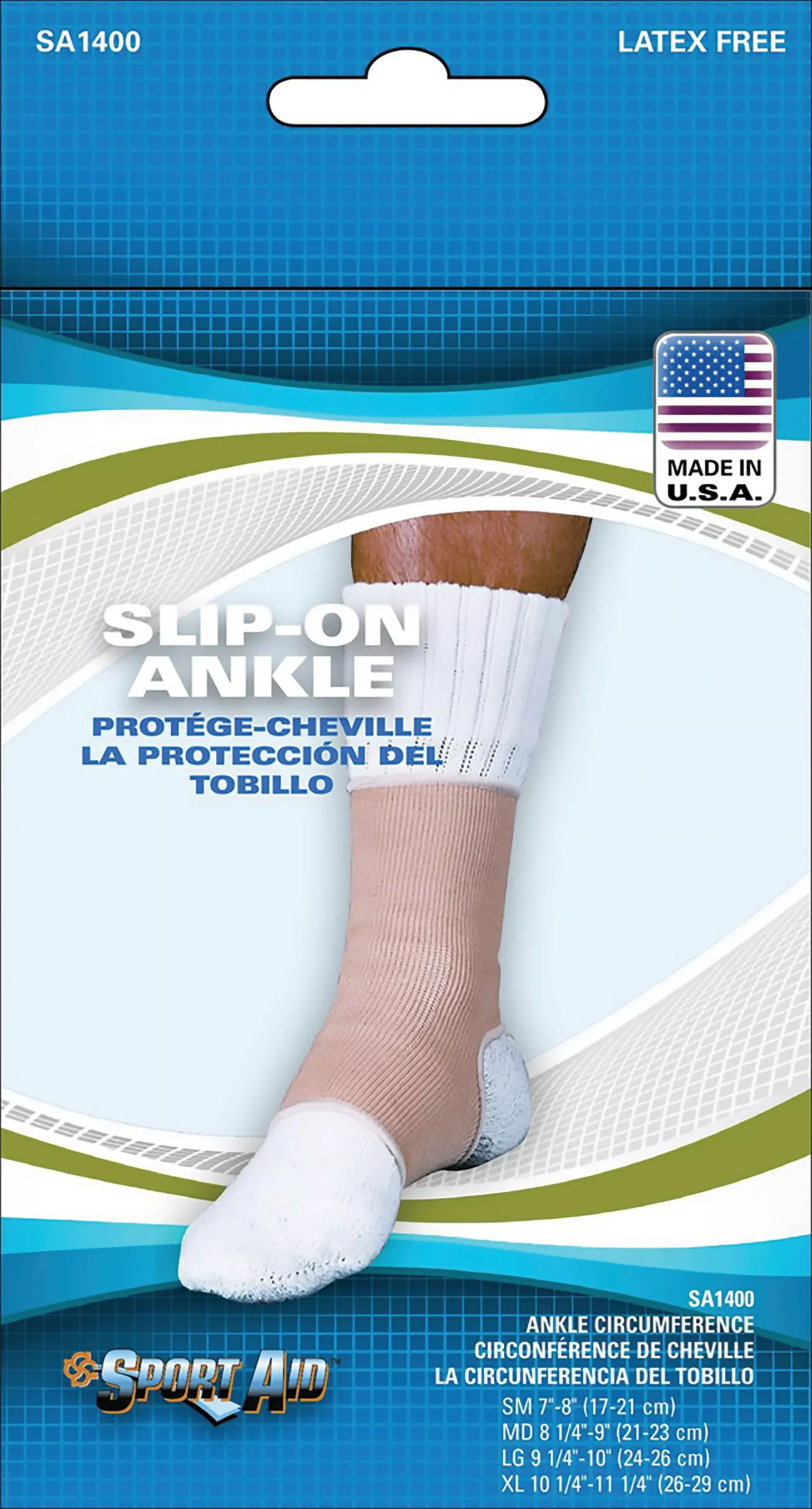 Sport Aid™ Ankle Support, Medium, 8 to 9½ Inch Ankle Circumference, Beige, 1/EA