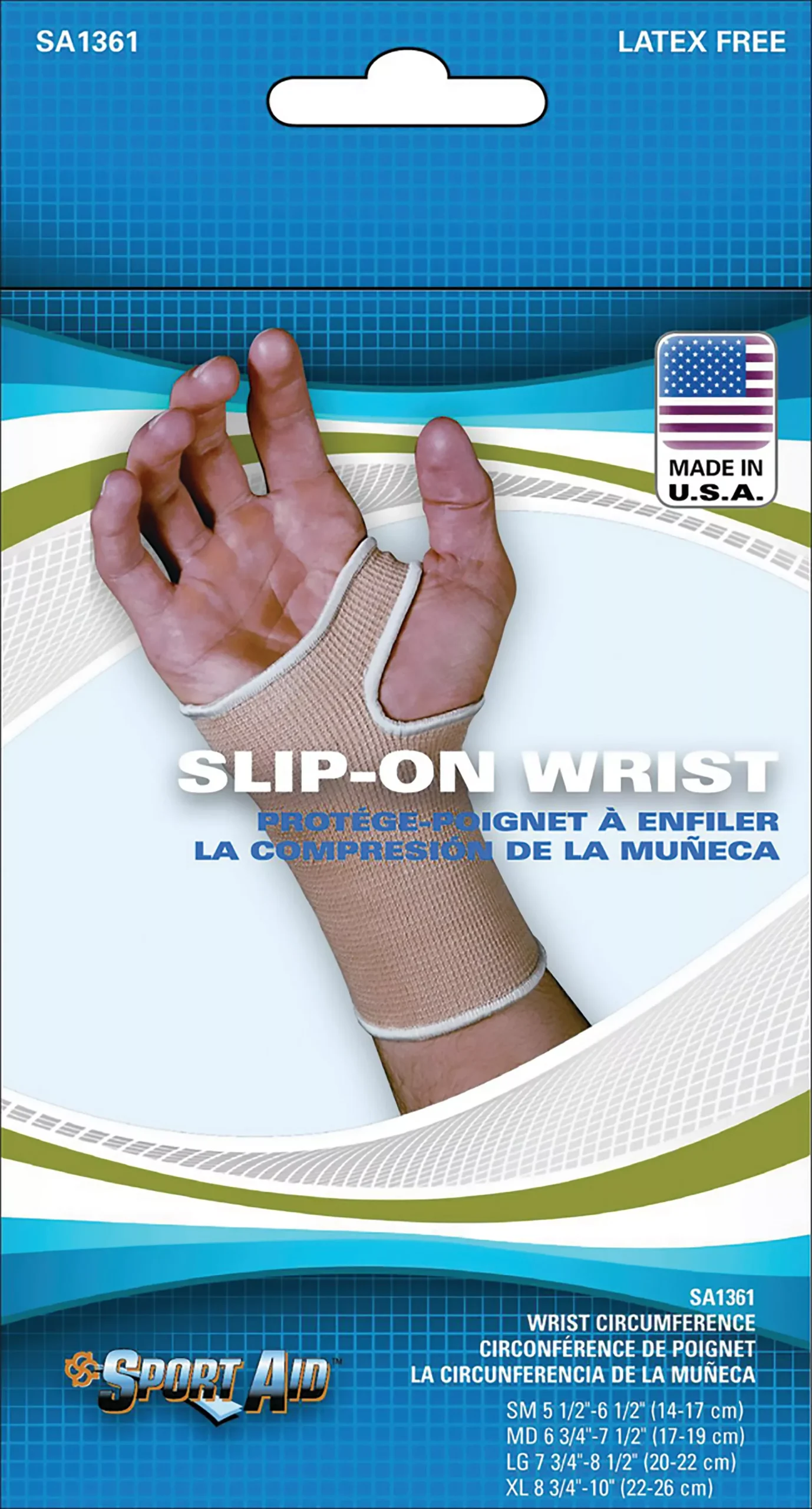Sport-Aid™ Slip-On Wrist Compression Support, Small, 5½ – 6½ inch Wrist Circumference, Beige, 1/EA