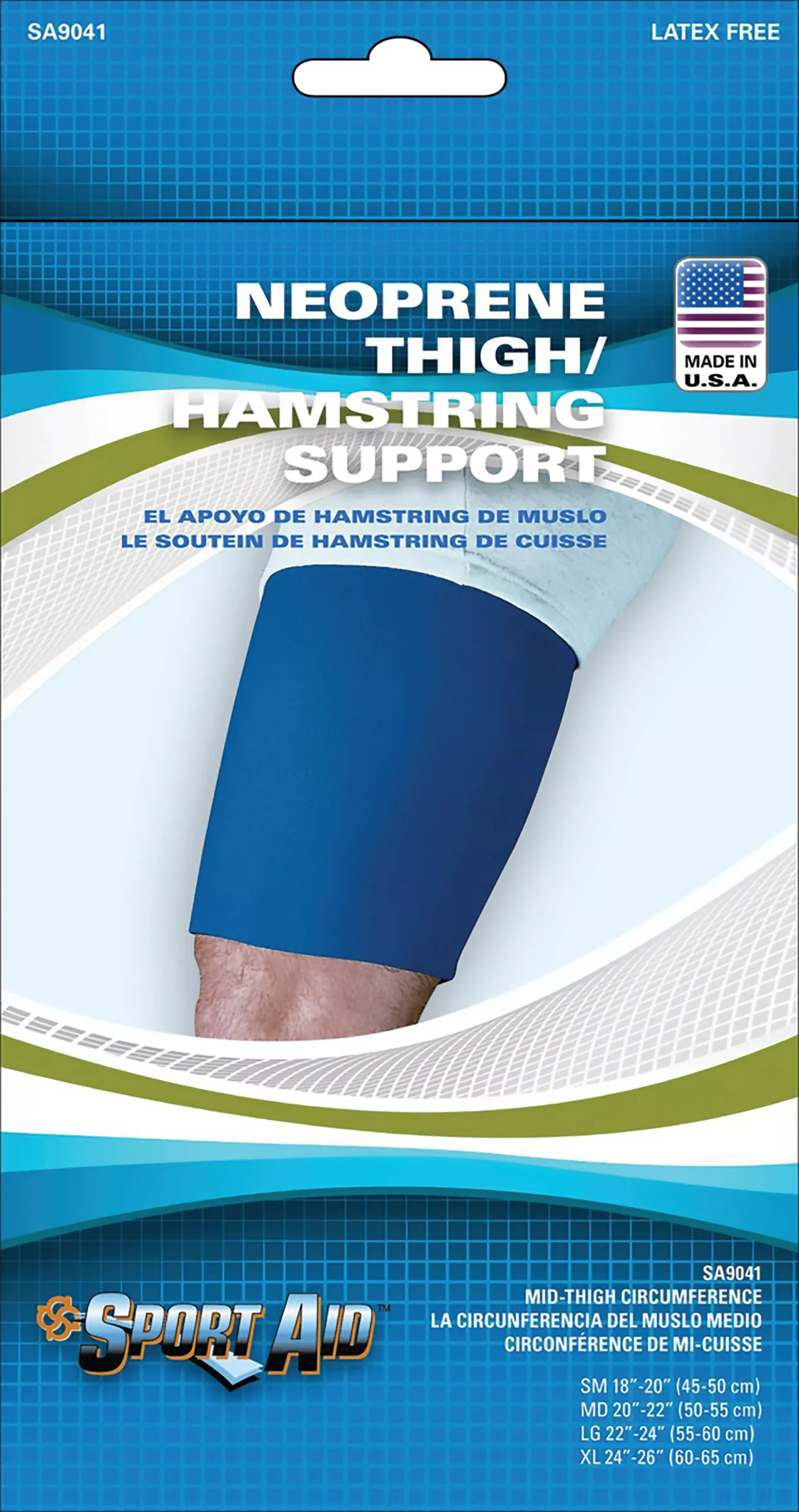 Sport-Aid™ Thigh Support, Medium, 20 – 22 Inch Circumference, Blue, 1/EA