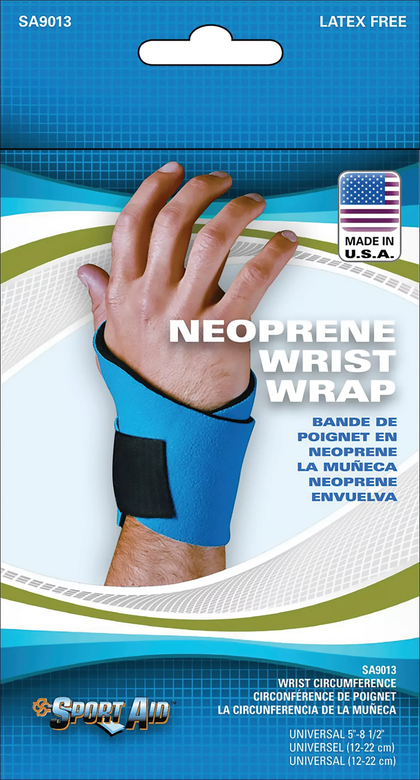 Sport-Aid™ Wraparound Wrist Support, One Size Fits Most, Blue, 1/EA