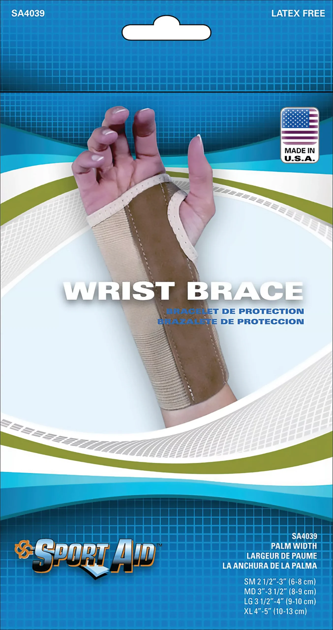 Sport-Aid™ Wrist Brace, Medium, 7-Inch Length, Left, Beige, 1/EA