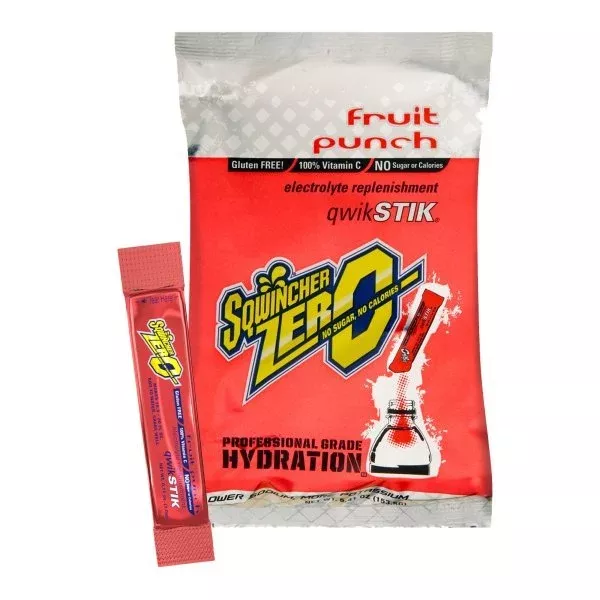 Sqwincher Quik Stik Zero Fruit Punch Electrolyte Replenishment Drink Mix, 0.11 oz. Individual Packet
