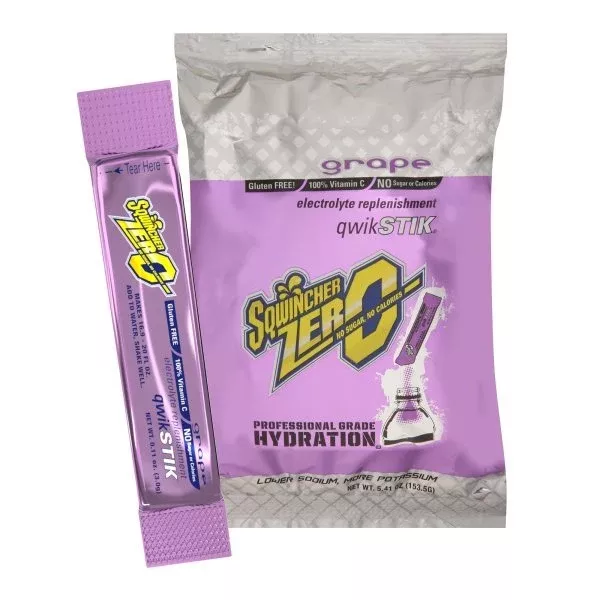 Sqwincher Quik Stik Zero Grape Electrolyte Replenishment Drink Mix, 0.11 oz. Individual Packet