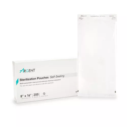 Sterilization Pouch McKesson Argent™ Sure-Check Ethylene Oxide (EO) Gas / Steam 8 X 16 Inch Transparent / Blue Self Seal Paper / Film #73-SSP387