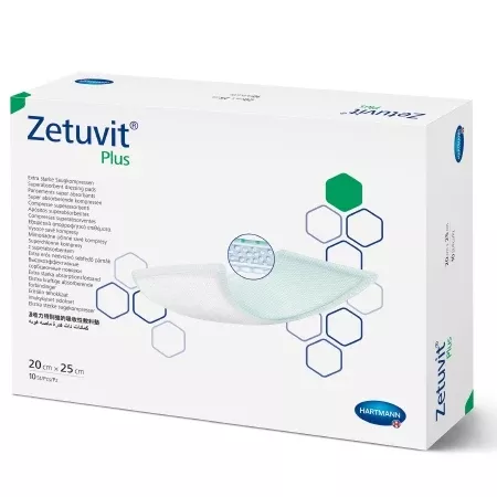 Super Absorbent Dressing Zetuvit Plus 8 X 10 Inch Nonwoven / Cellulose Rectangle Sterile