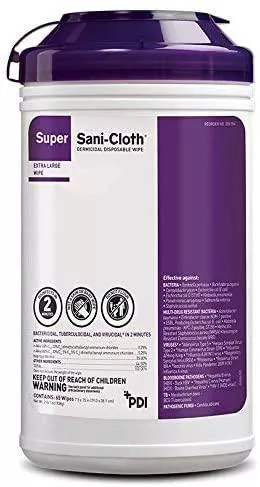 Super Sani-Cloth Extra-Large Wipes (8" x 14"),P86984 (75 Count)