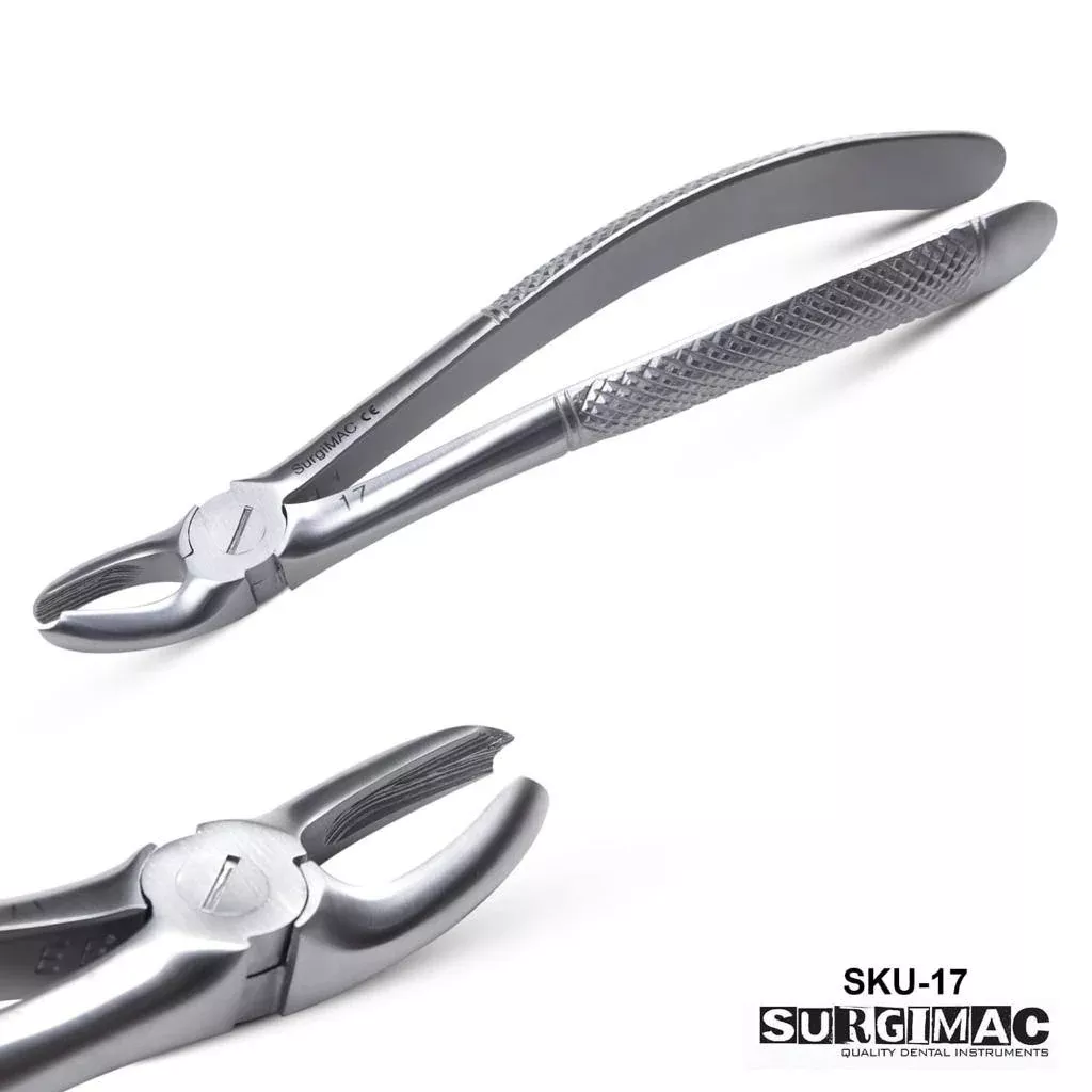 SurgiMac #17 (serrated) upper right molar English pattern surgical forceps