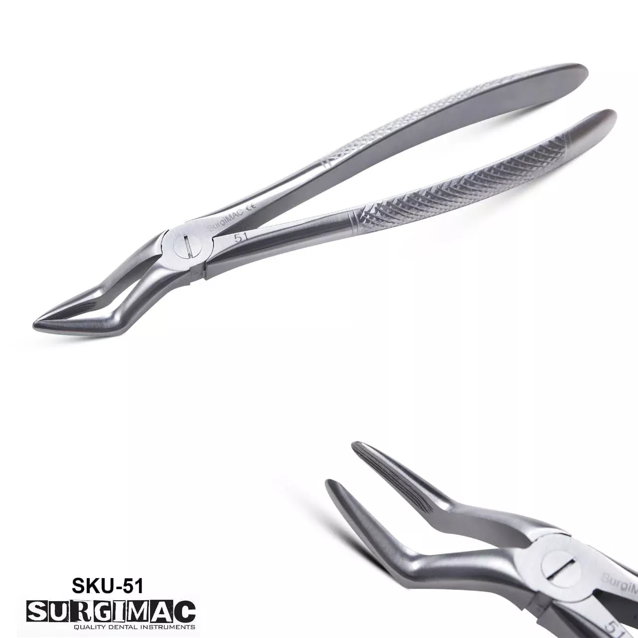 Surgimac #51 Extracting Forceps for Upper Roots. Stainless Steel, English