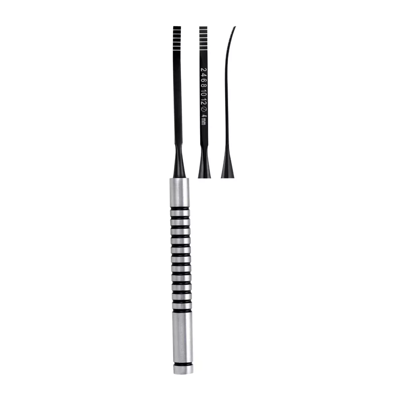 SurgiMac Bone Chisel Sharp Cvd. 4mm 2-4-6-8-10-12mm. MacBlack Series. Titanium coating.