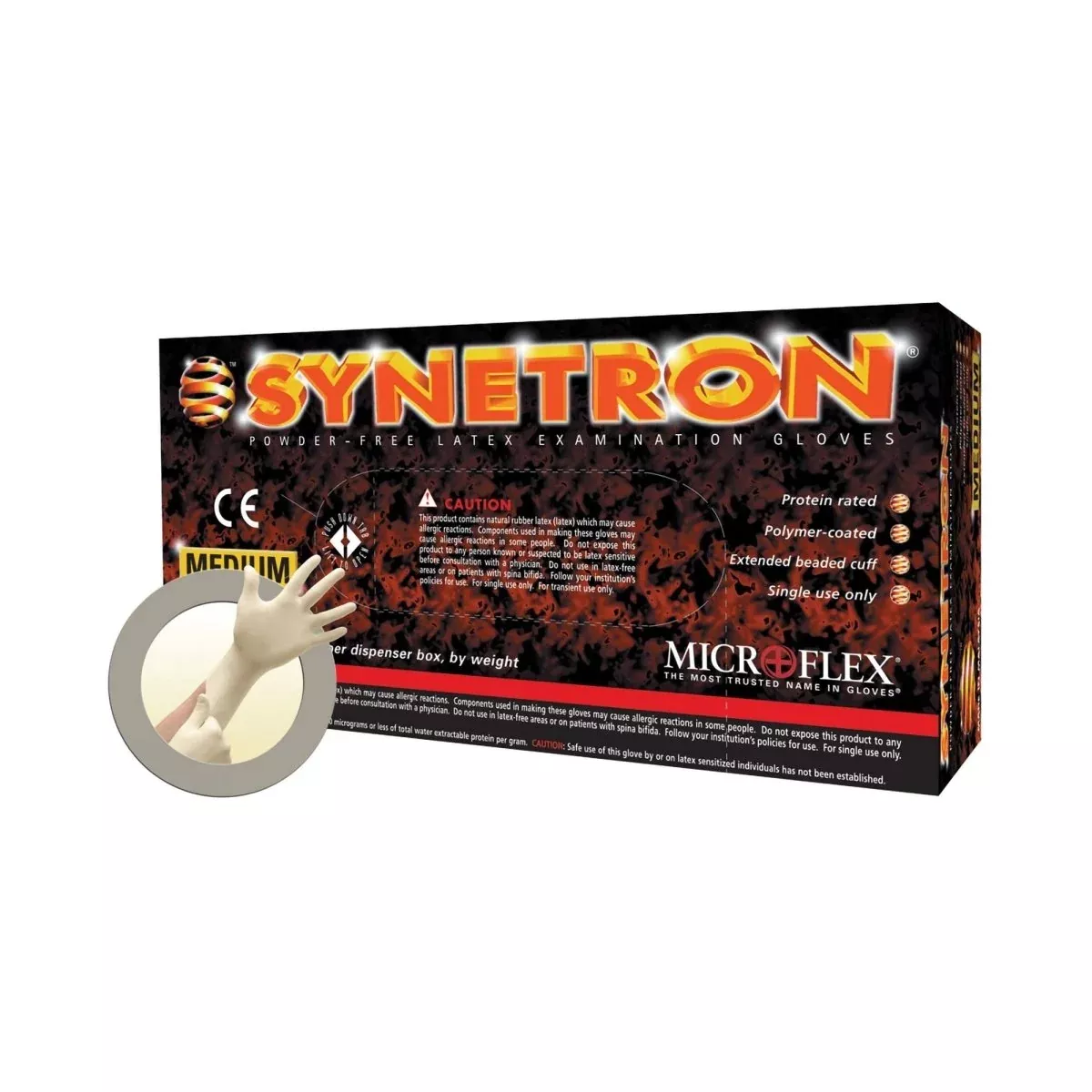 Synetron Latex Standard Cuff Length Exam Glove, White