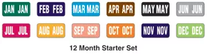Tab Compatible 1279 Color Code Label Month 1" X 1/2" Assorted Colors Permanent - 500 Per Roll, 12 Rolls Per Set