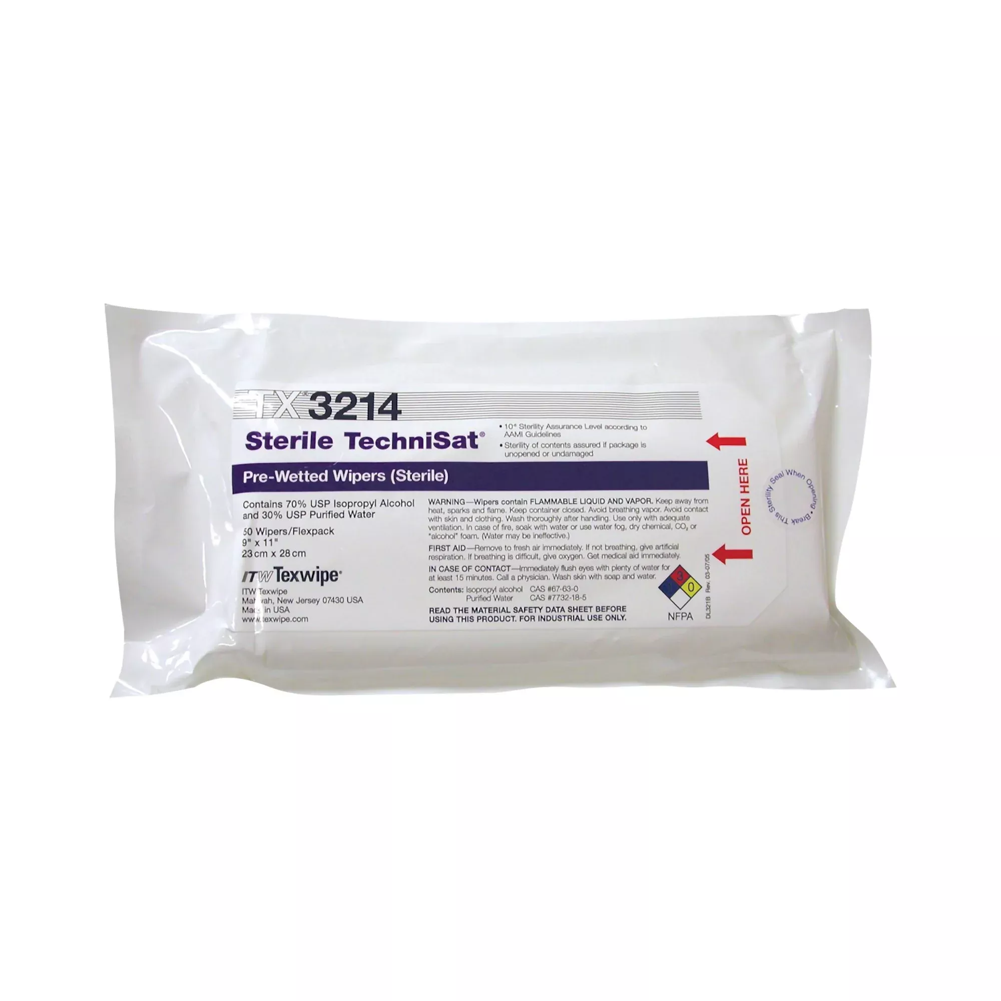 TechniSat Pre-Saturated Nonwoven Cleanroom Wipers
