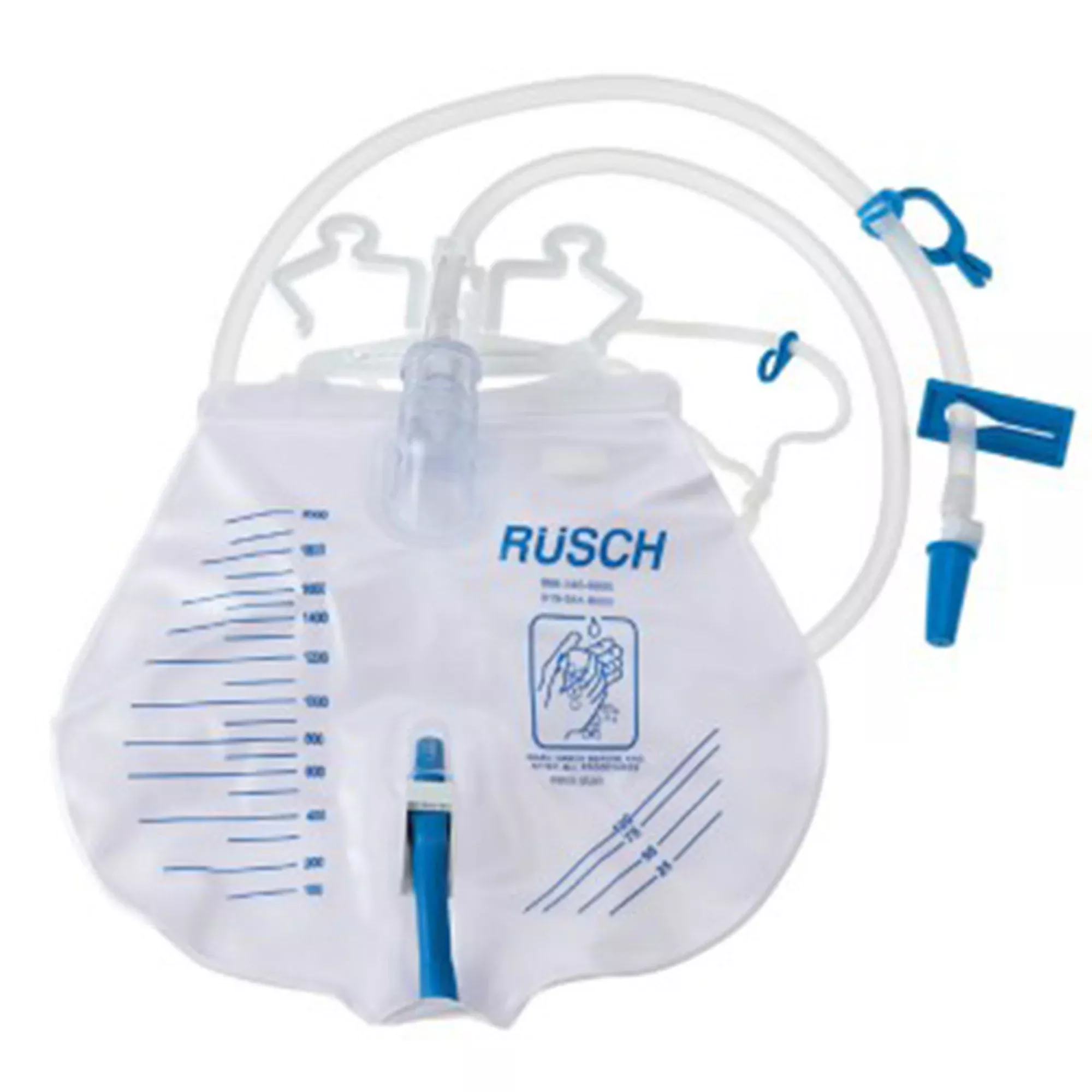 Teleflex Urinary Drain Bag Rusch Premium Anti-Reflux Valve Sterile 2,000 mL Vinyl#390000