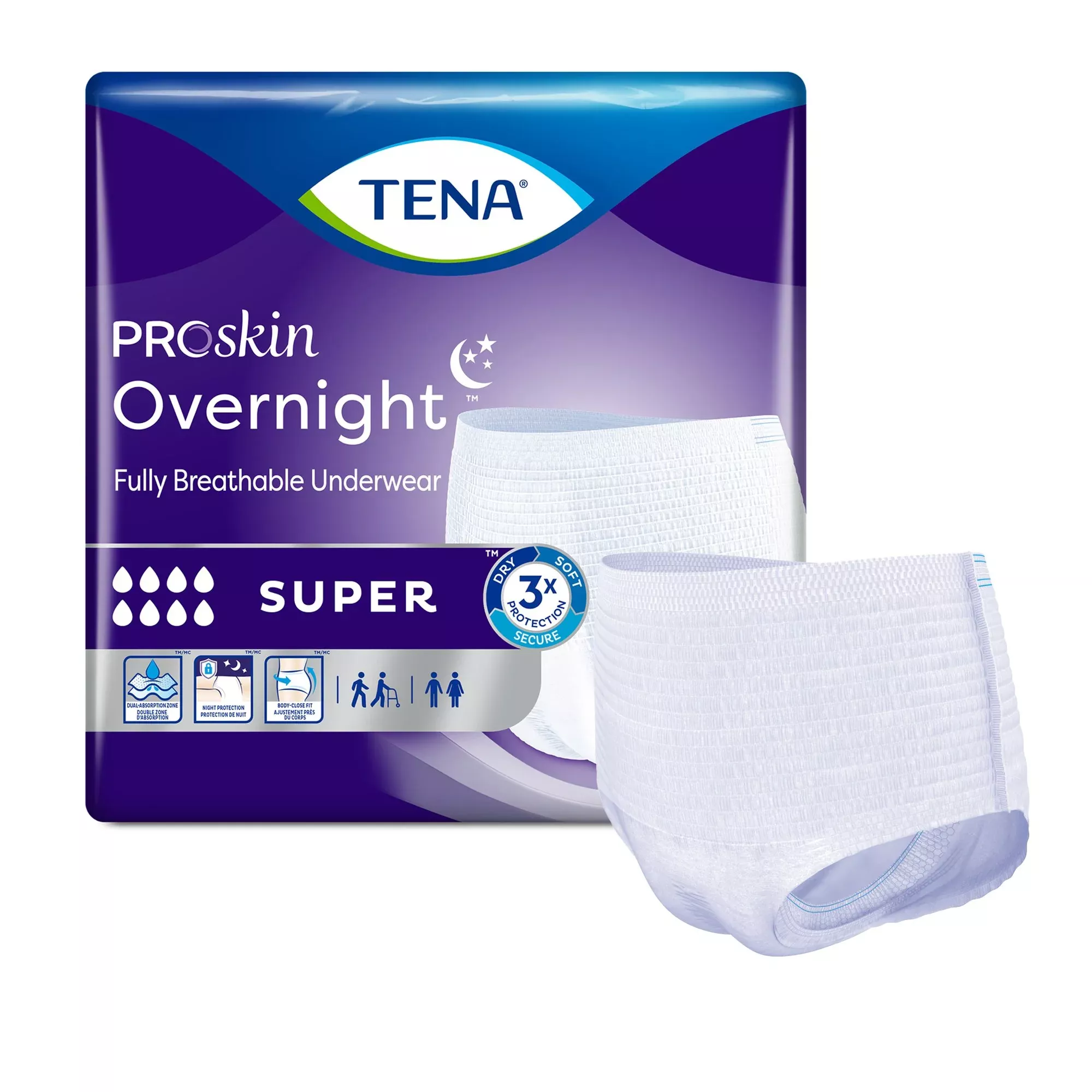 Tena ProSkin Overnight™ Super Fully Breathable Underwear, Large
