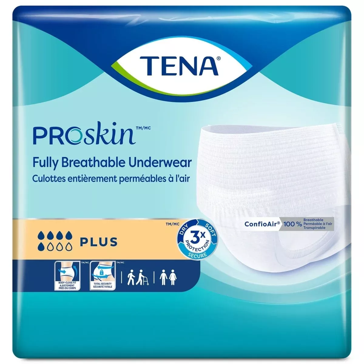 TENA ProSkin Plus Fully Breathable Absorbent Underwear